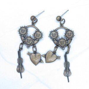 Bronze Color Sunshine Earrings with Charms